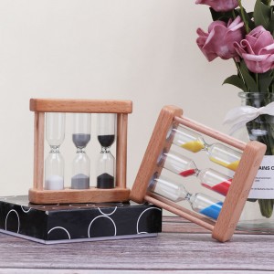 Фабрика может быть настроена 3 в 1 часовой песчаный песчаный таймер для кухни для кухни Европейский творческий деревянный металлический вращающийся таймер песочных часов